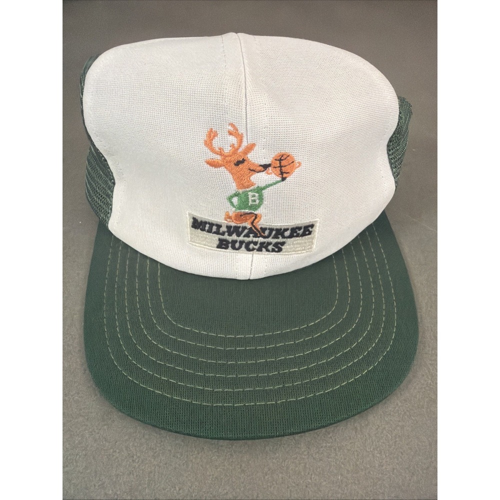 VINTAGE RETRO MILWAUKEE BUCKS HAT CAP MESH TRUCKER SNAPBACK ~ NBA -